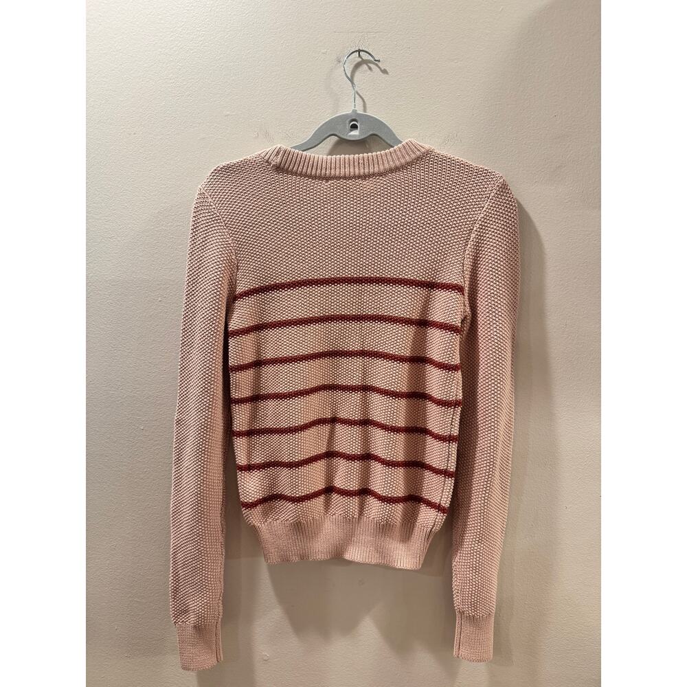 Lilla P. Long Sleeve Striped Crewneck Sweater in Tea Rose/Henna - Size S - Picture 2 of 7